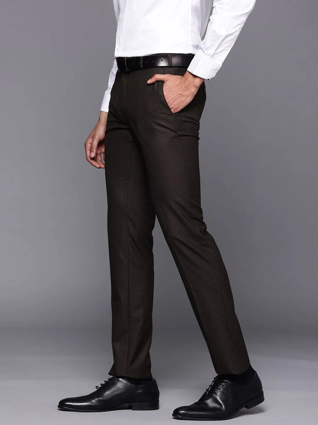 Raymond Men Textured Slim Fit Formal Trousers