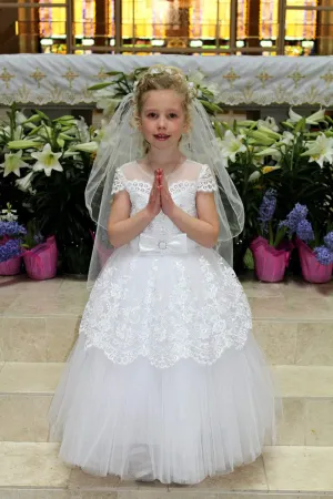 Rebecca - Cap Sleeve First Communion Dress in Size 5T-6