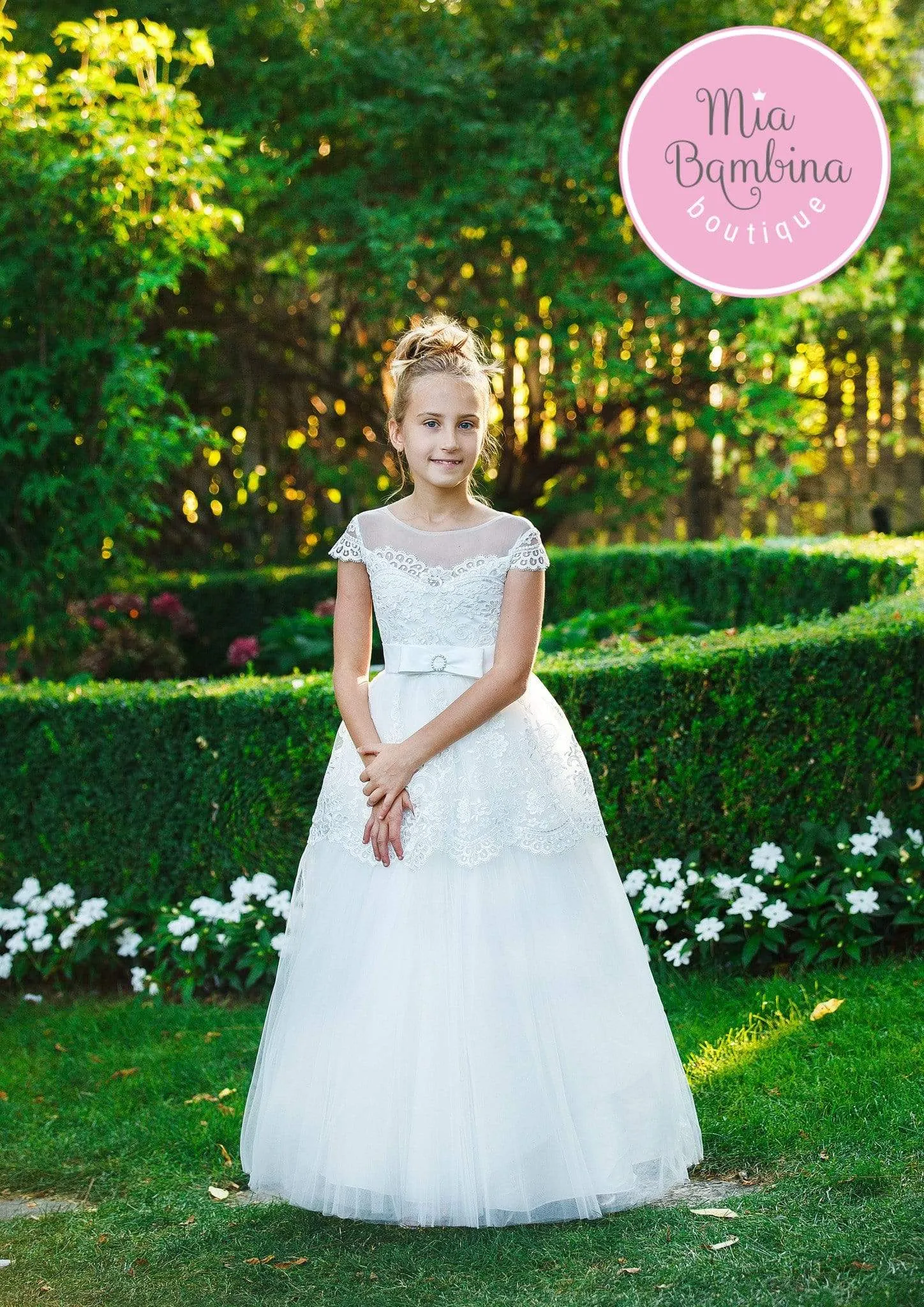 Rebecca - Cap Sleeve First Communion Dress in Size 5T-6