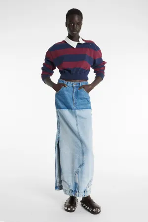 Recycled Denim Mirror Effect Skirt Blue