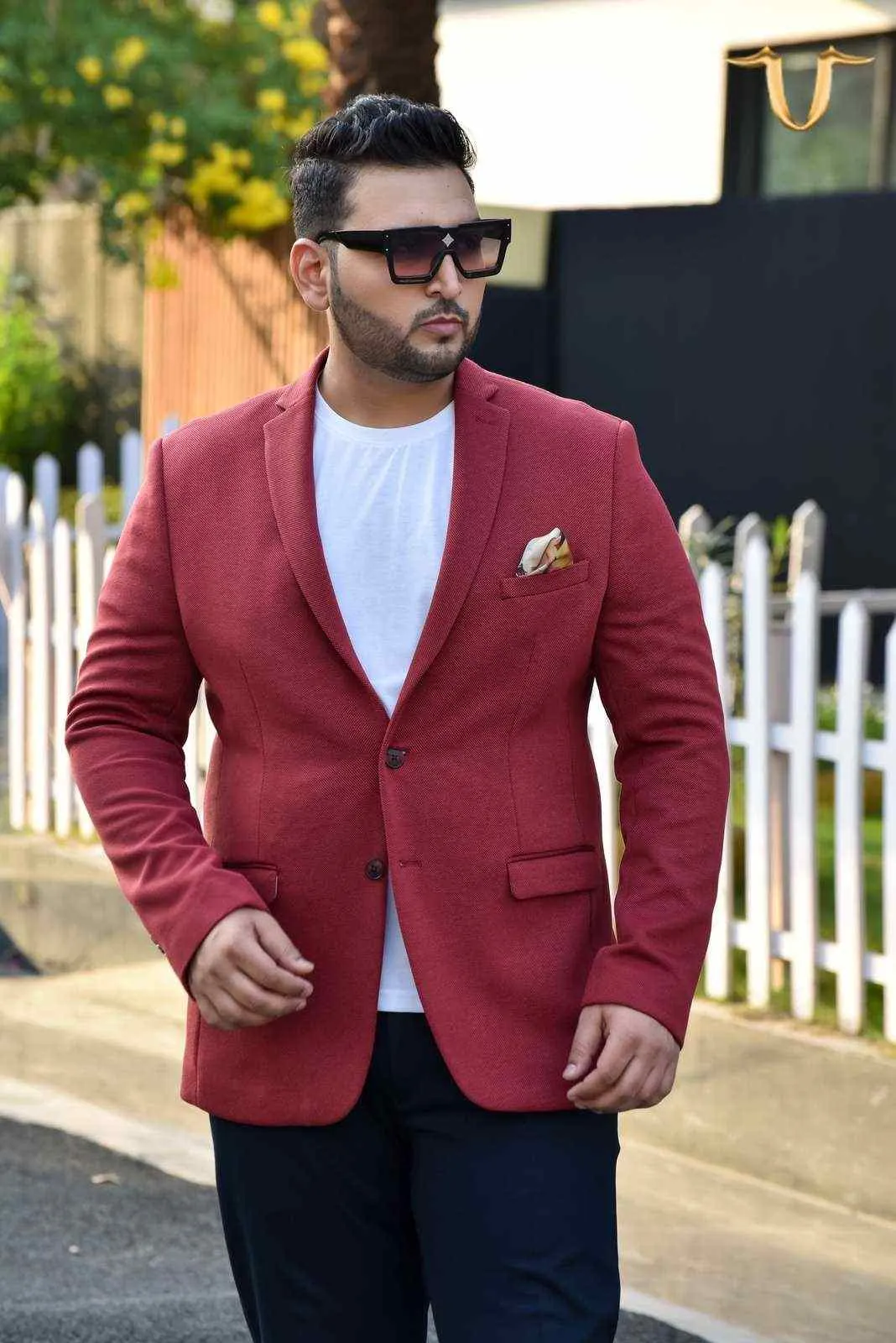Red Knit Blazer