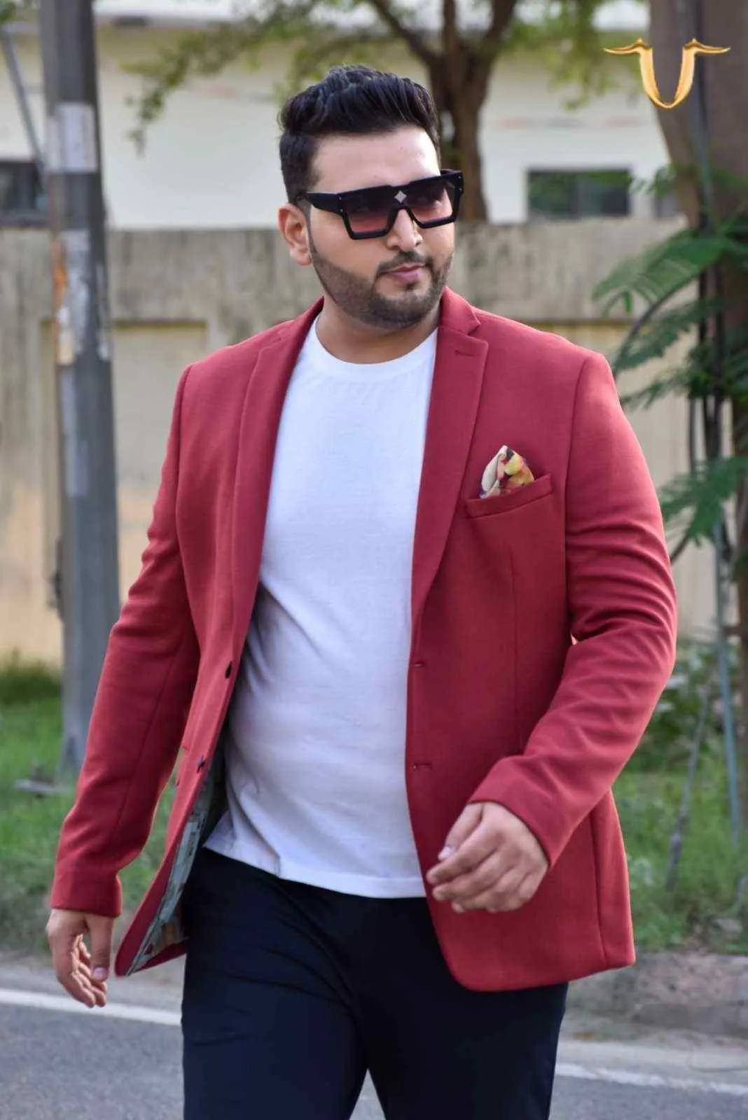 Red Knit Blazer