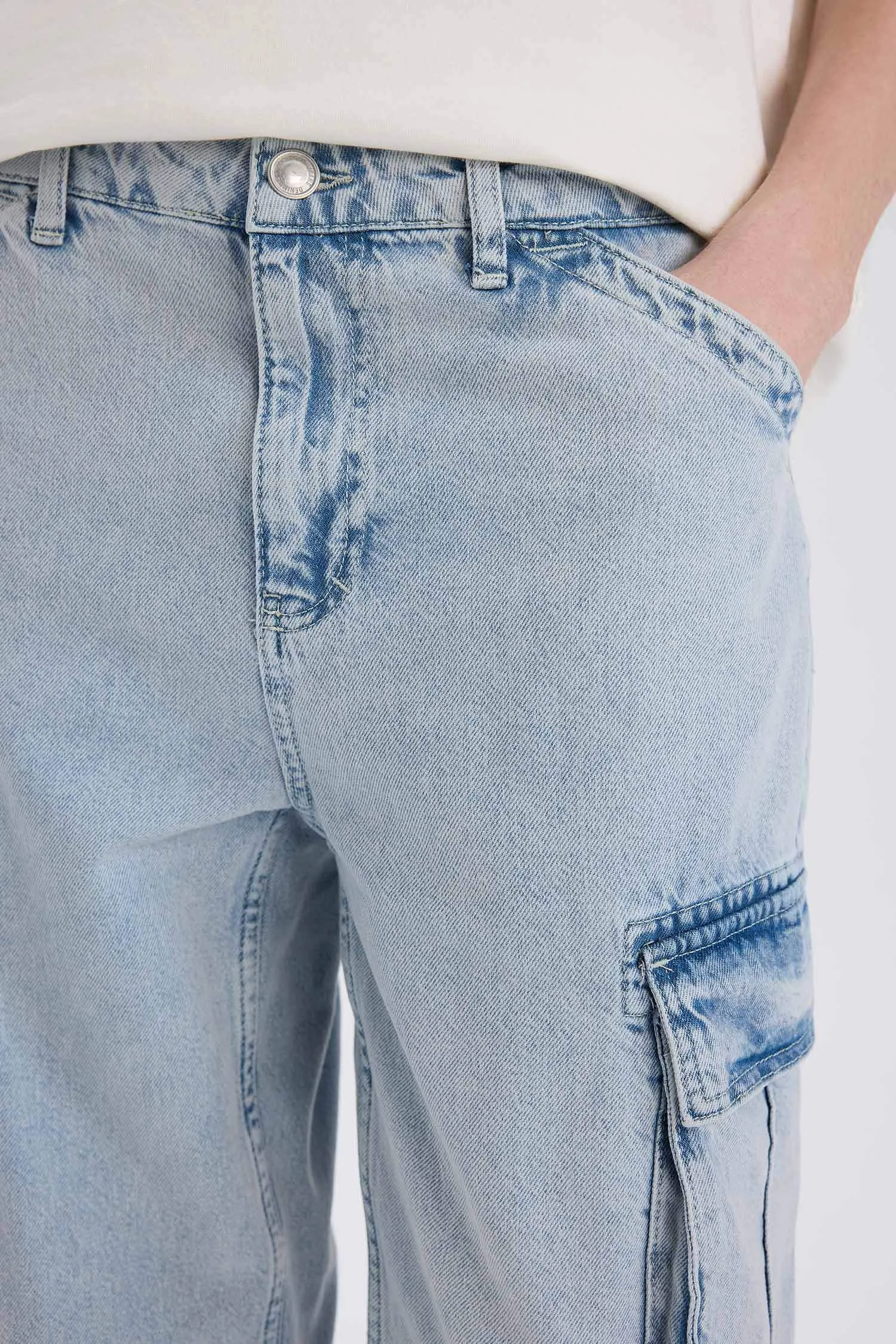 Relax Fit Wide Leg Cotton Trousers