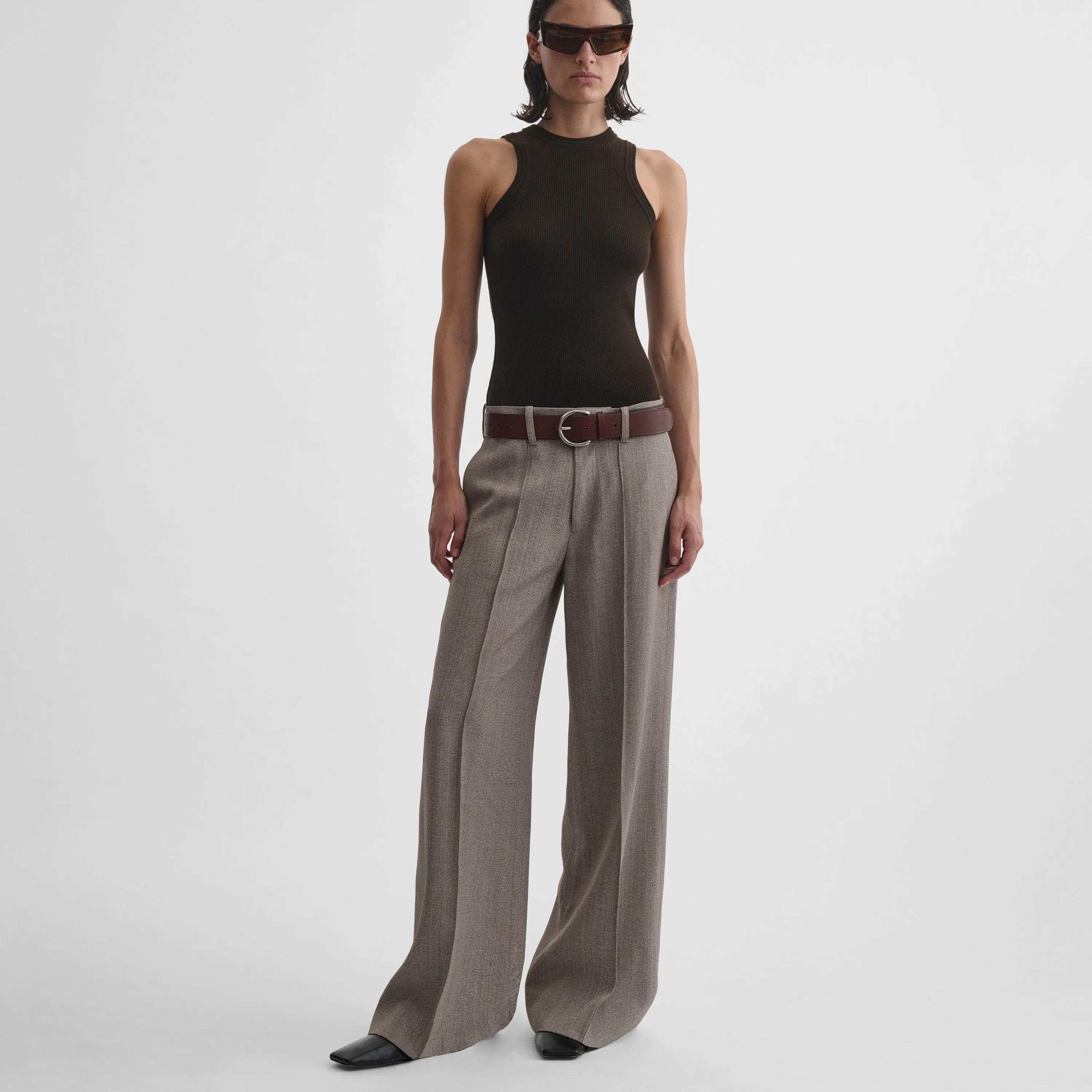 RELAXED TROUSERS | pebble melange viscose