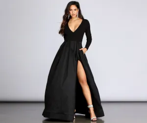 Rhonda High Stylish Slit Taffeta Dress