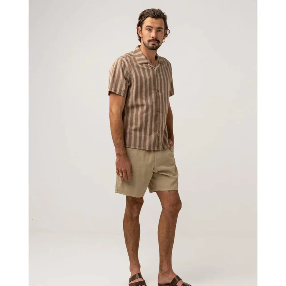 RHYTHM VACATION STRIPE S/S SHIRT LATTE