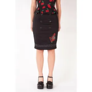 Rose Anchor Womens Pencil Skirt