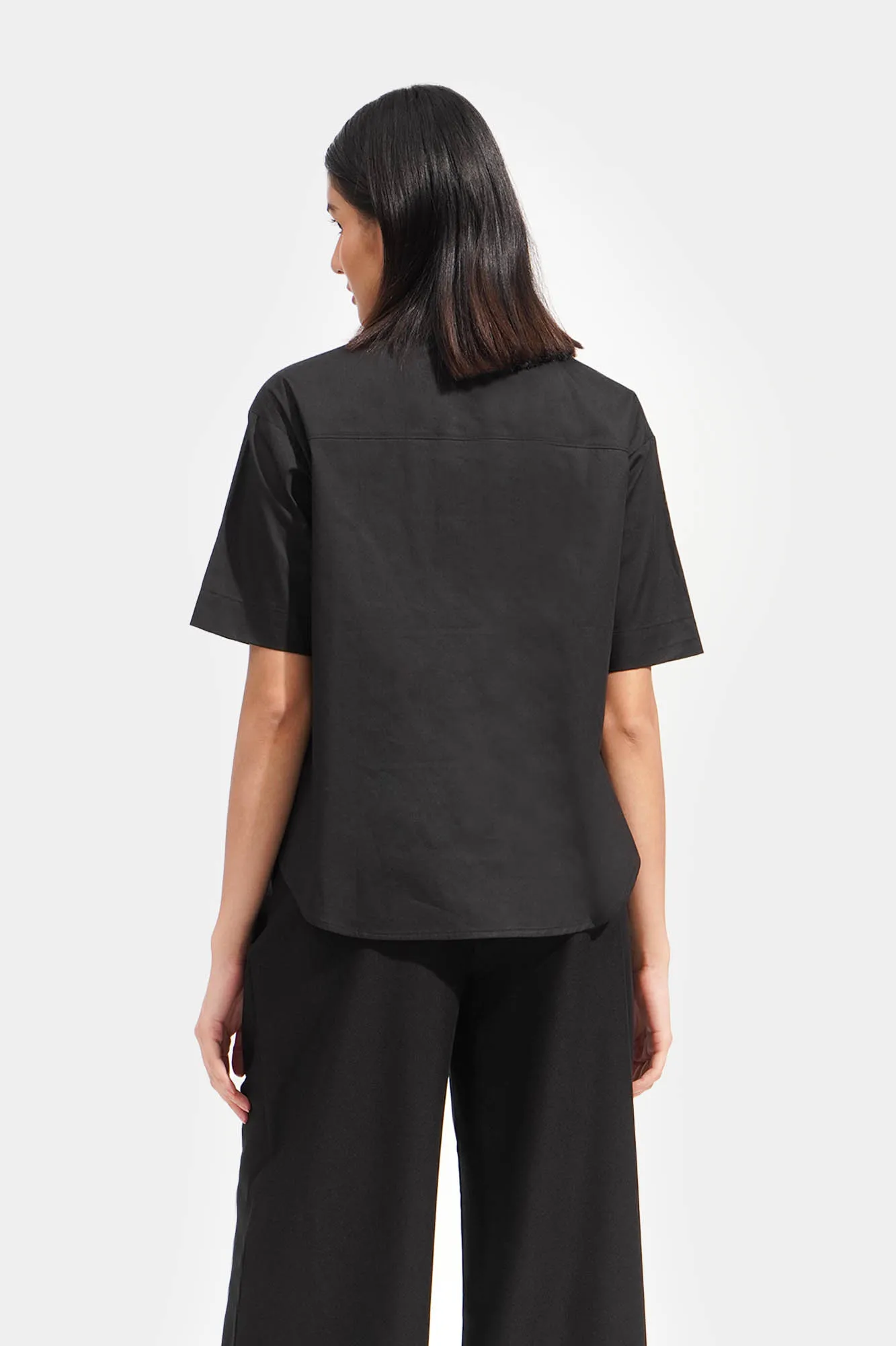 Round Neck Button Down Shirt