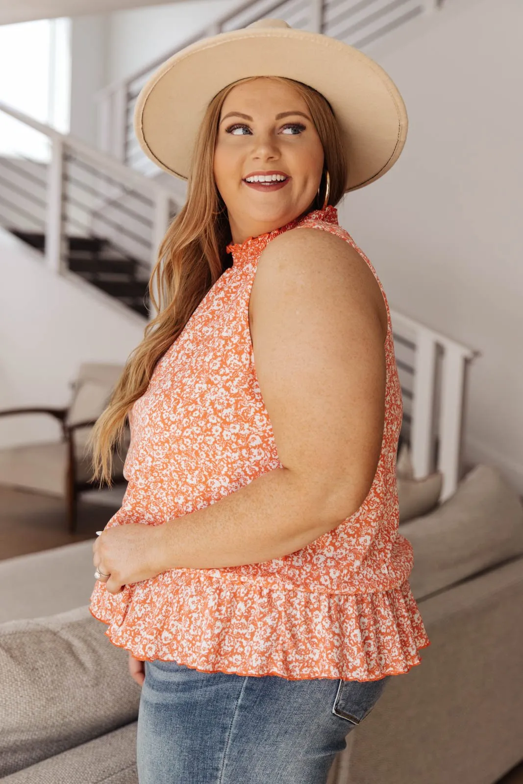Roxanne Mock Neck Blouse In Persimmon