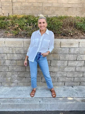 Ryann Button Down Blouse in White