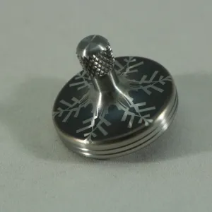 S2- Laser Etched  Inverted Snowflake on a Stainless Steel Spinning Top V2