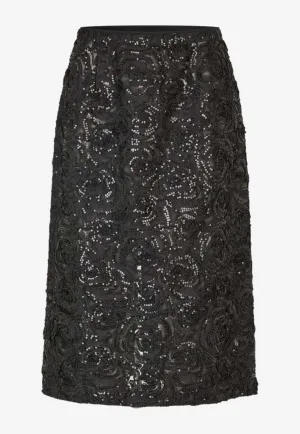 Samina Rose Jacquard Sequined Skirt