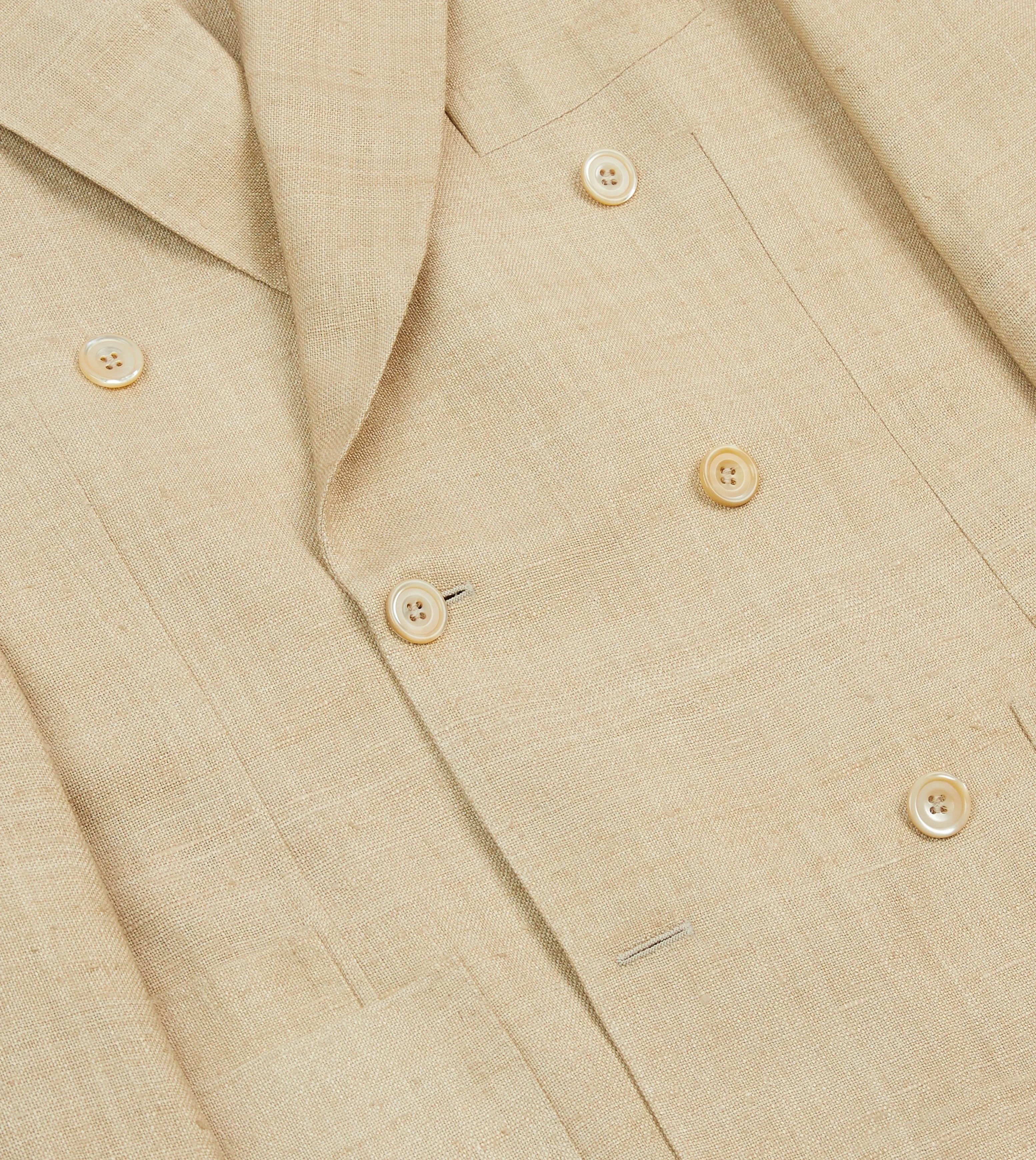 Sand Tussah Silk Double-Breasted Tailored Jacket