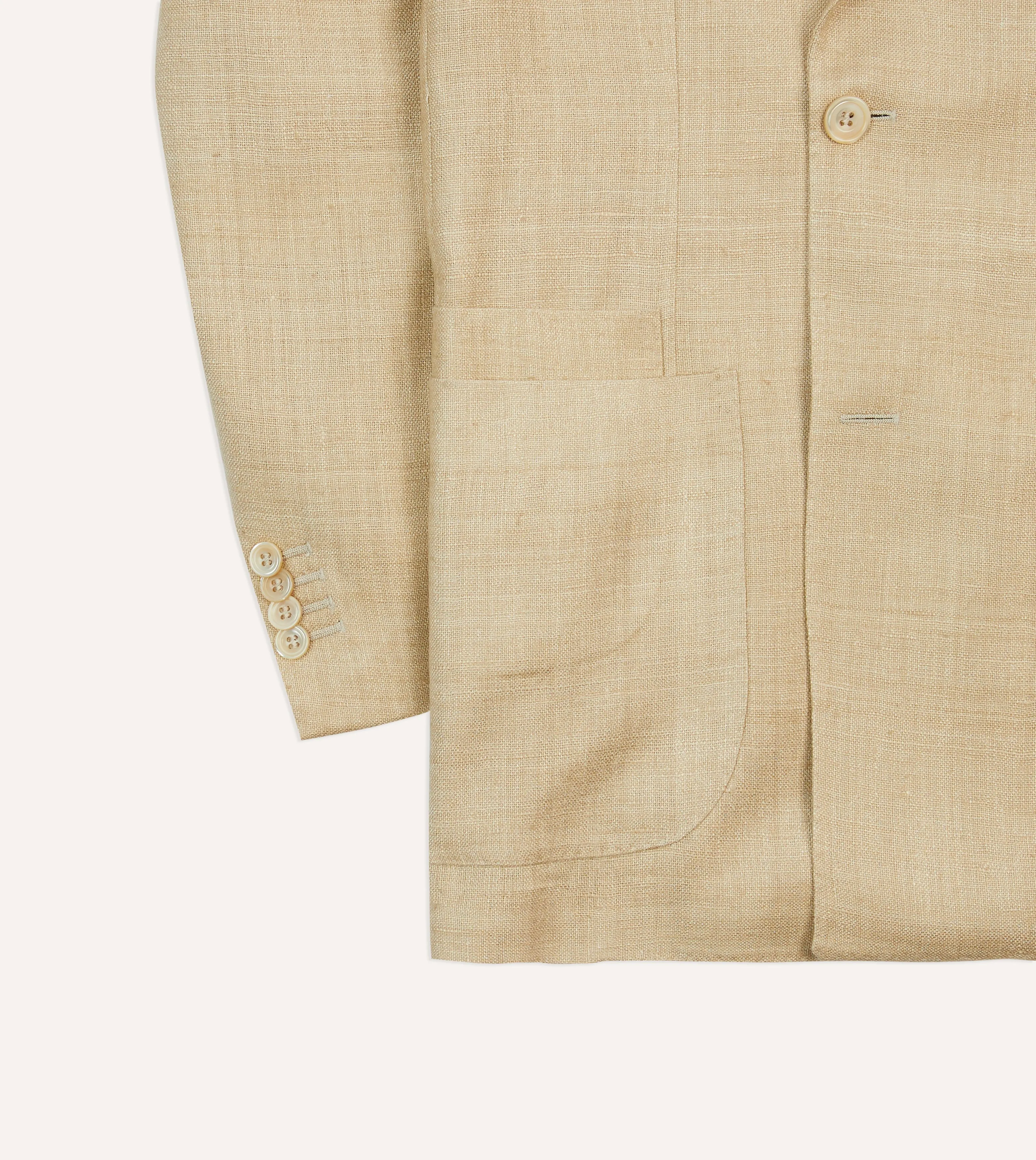 Sand Tussah Silk Double-Breasted Tailored Jacket