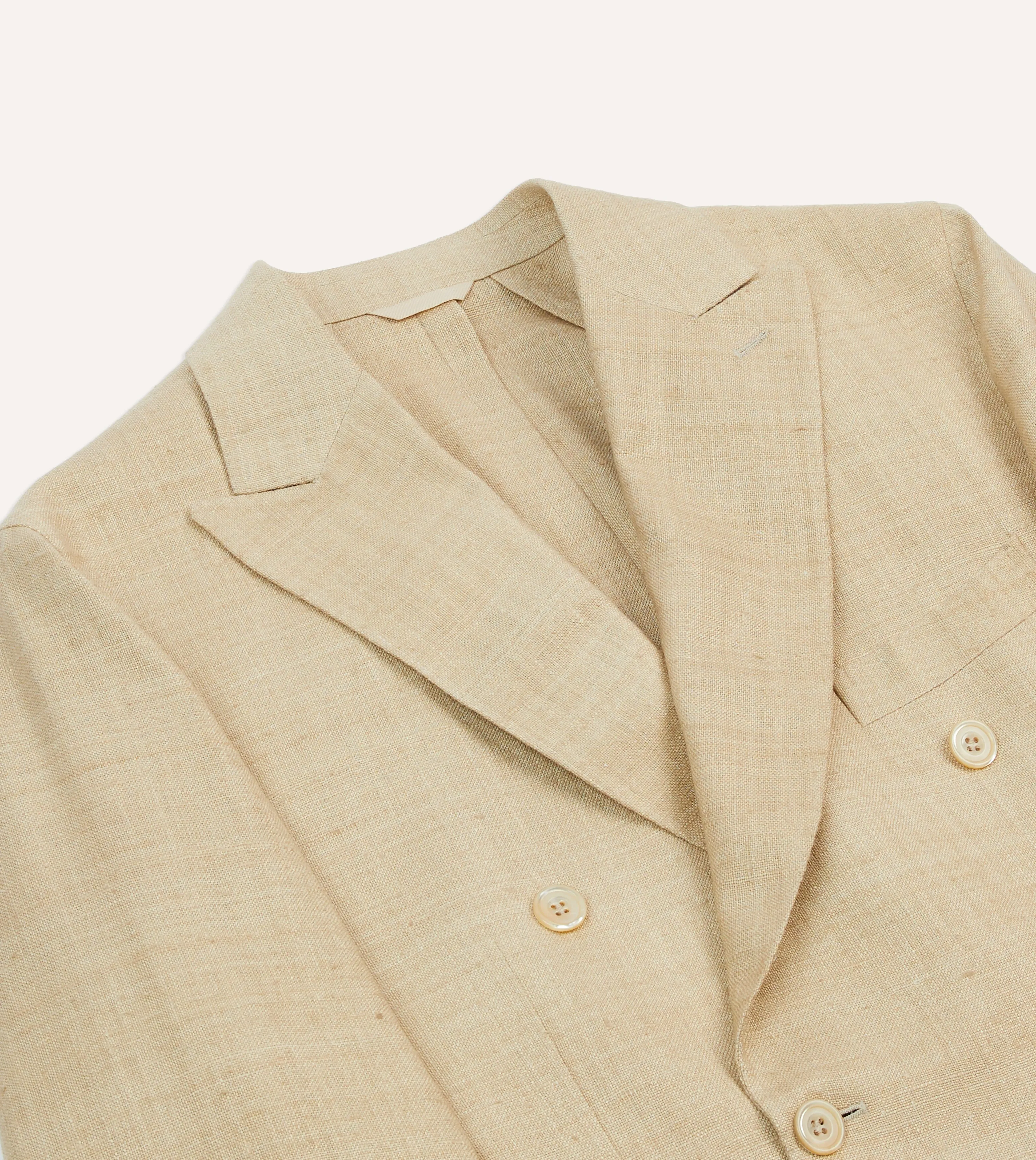 Sand Tussah Silk Double-Breasted Tailored Jacket
