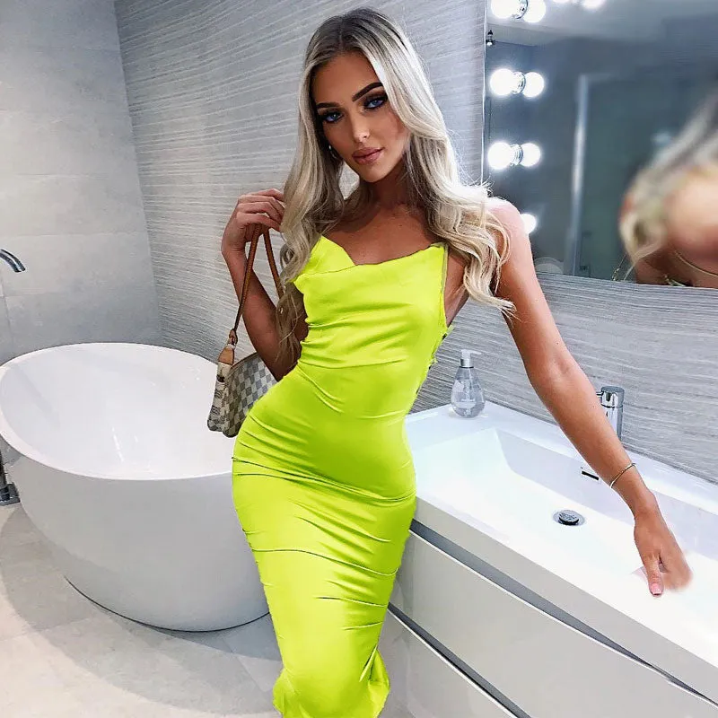 Satin lace up 2020 summer women bodycon