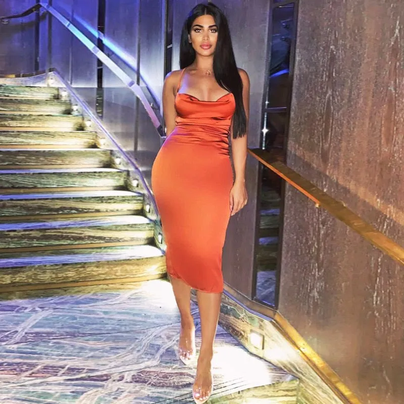 Satin lace up 2020 summer women bodycon