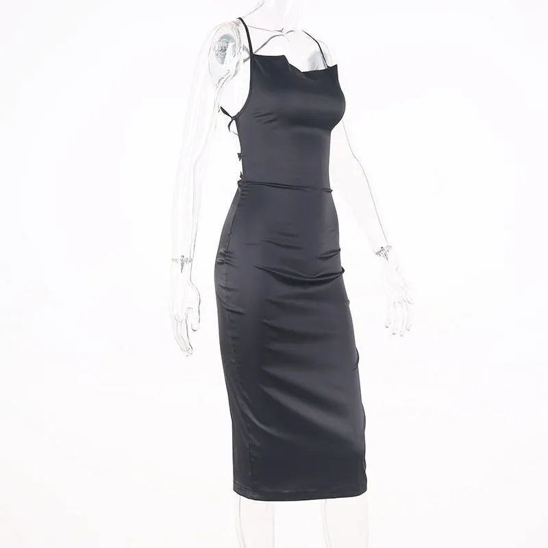 Satin lace up 2020 summer women bodycon