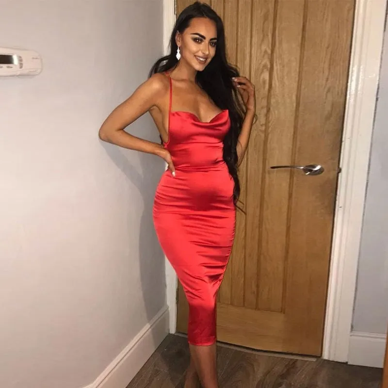 Satin lace up 2020 summer women bodycon