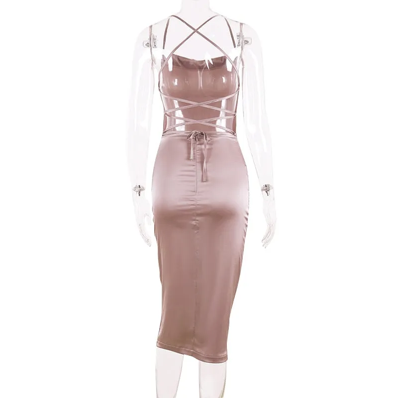 Satin lace up 2020 summer women bodycon
