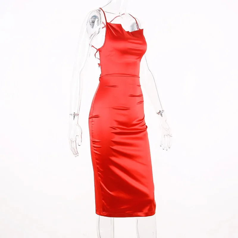 Satin lace up 2020 summer women bodycon