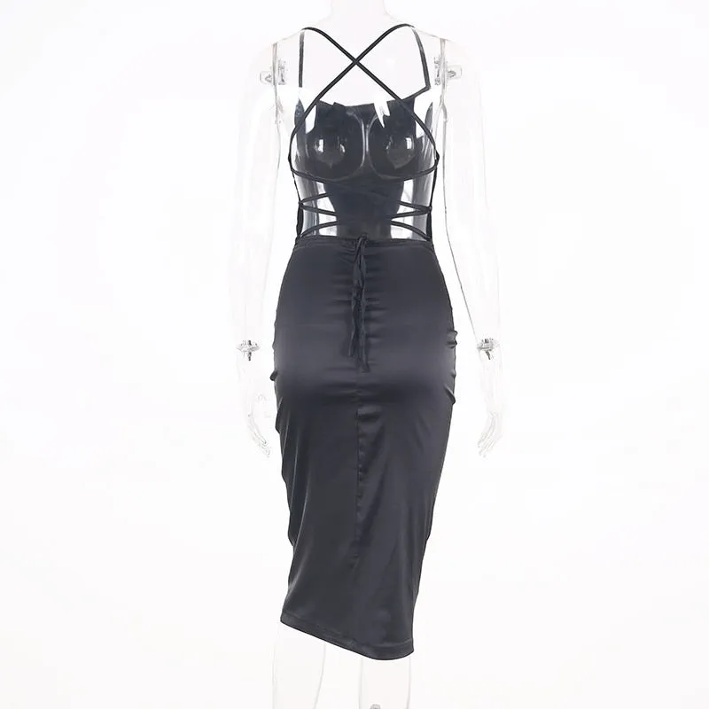 Satin lace up 2020 summer women bodycon