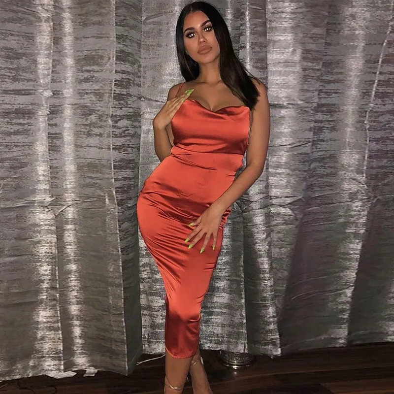 Satin lace up 2020 summer women bodycon