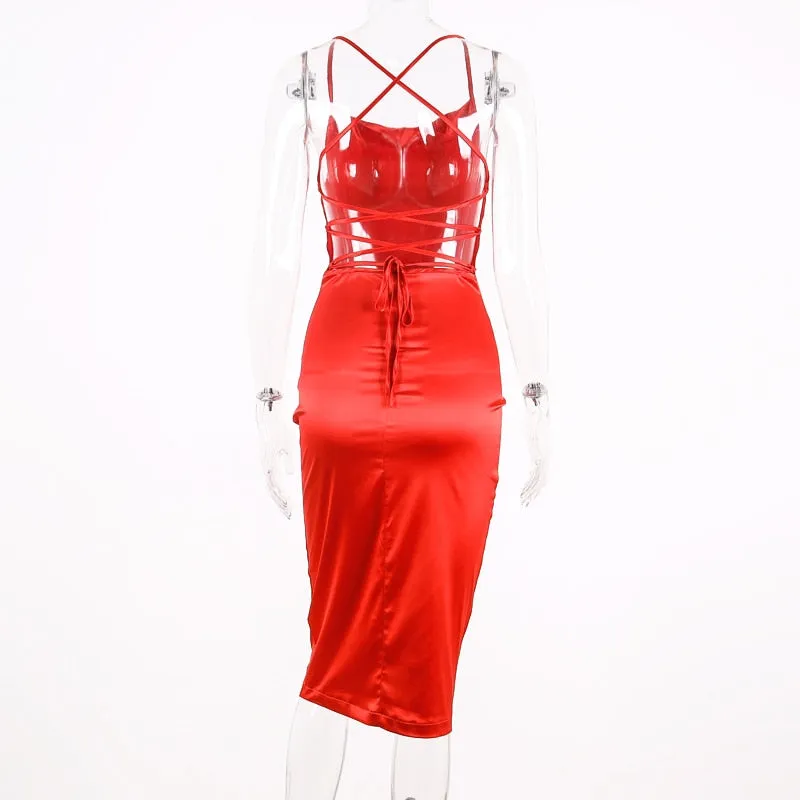 Satin lace up 2020 summer women bodycon