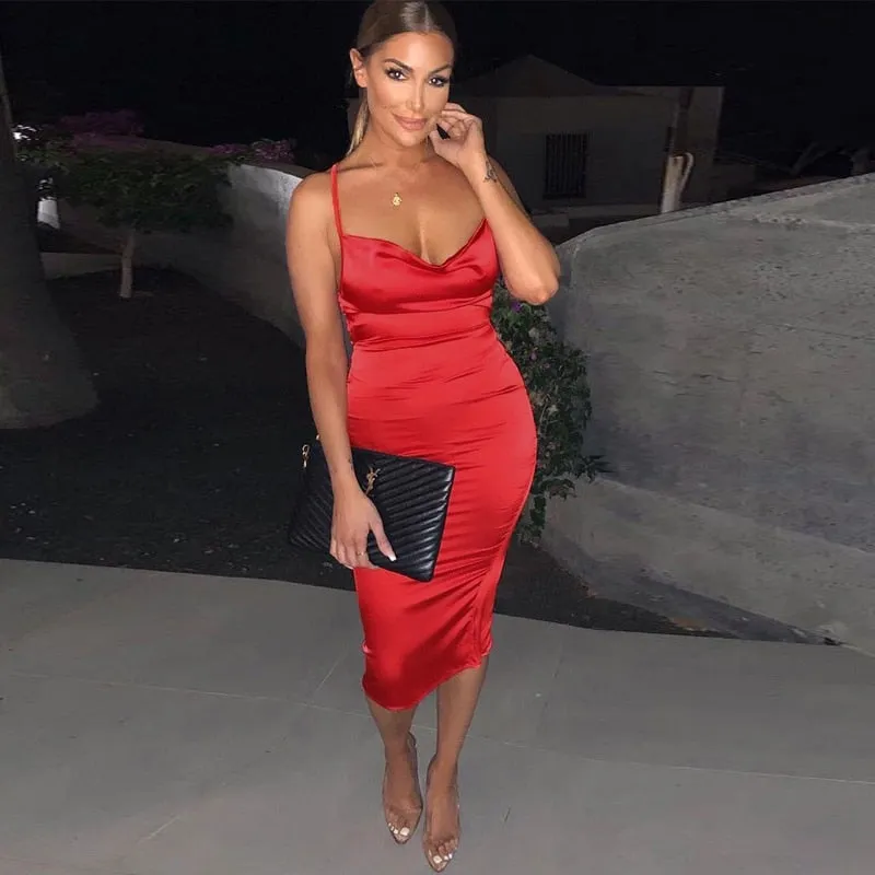 Satin lace up 2020 summer women bodycon