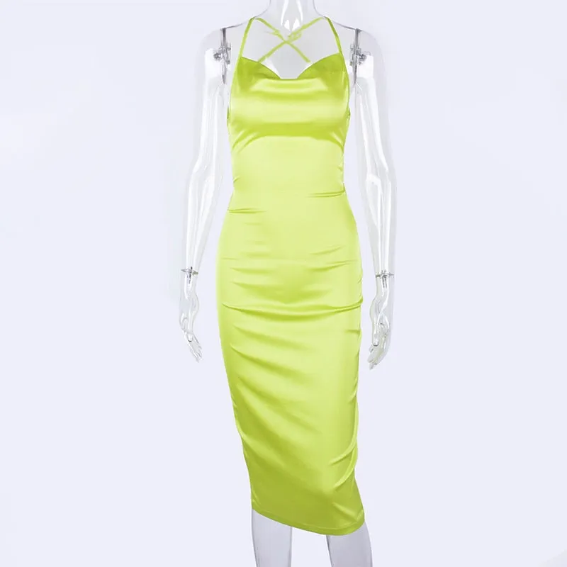 Satin lace up 2020 summer women bodycon