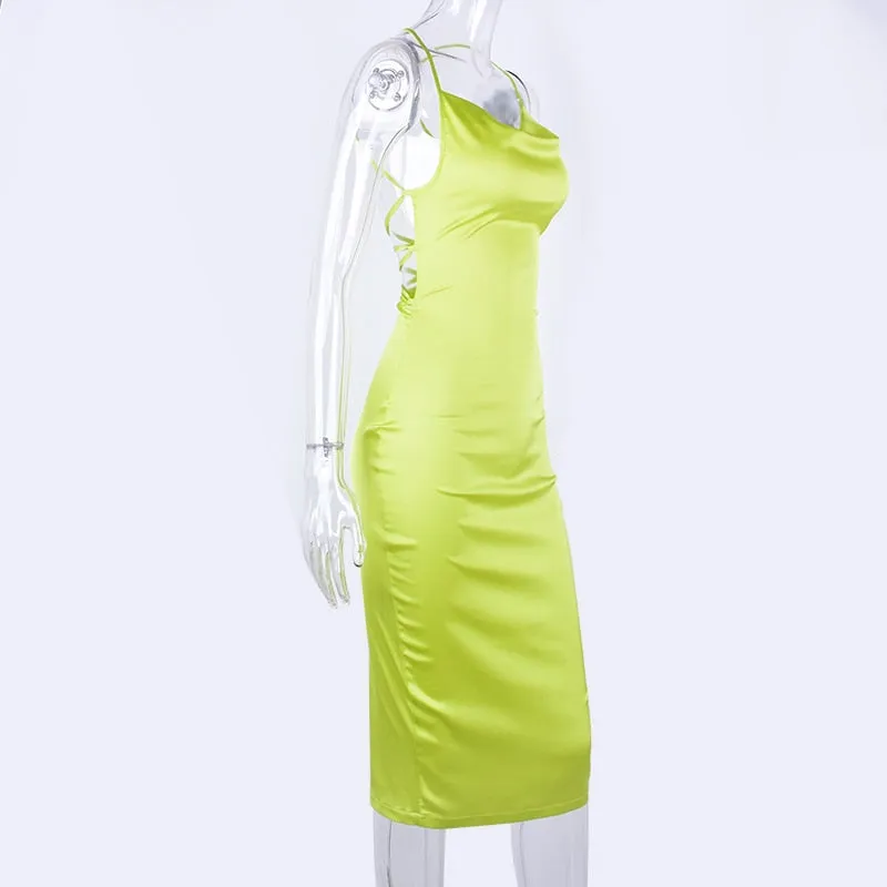 Satin lace up 2020 summer women bodycon