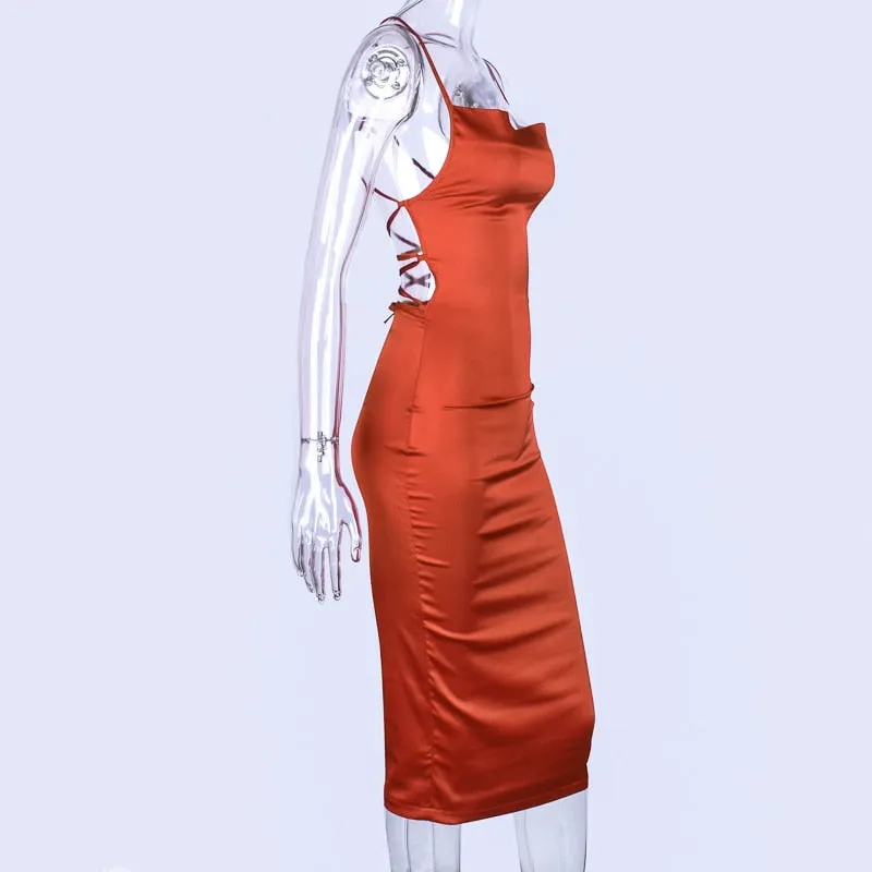 Satin lace up 2020 summer women bodycon