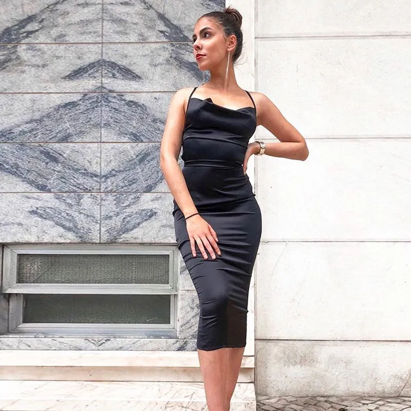 Satin lace up 2020 summer women bodycon