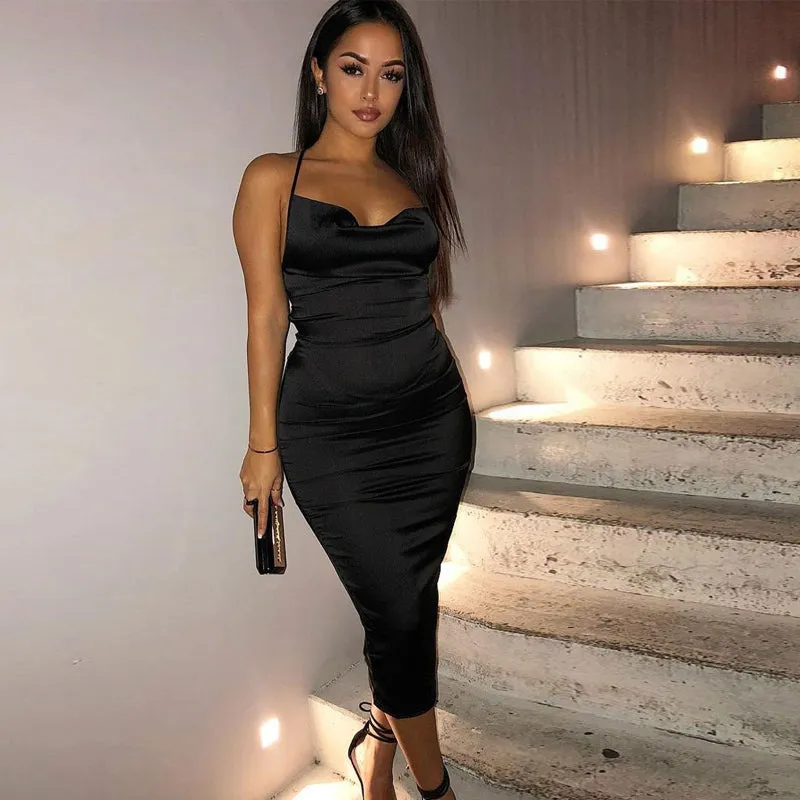 Satin lace up 2020 summer women bodycon