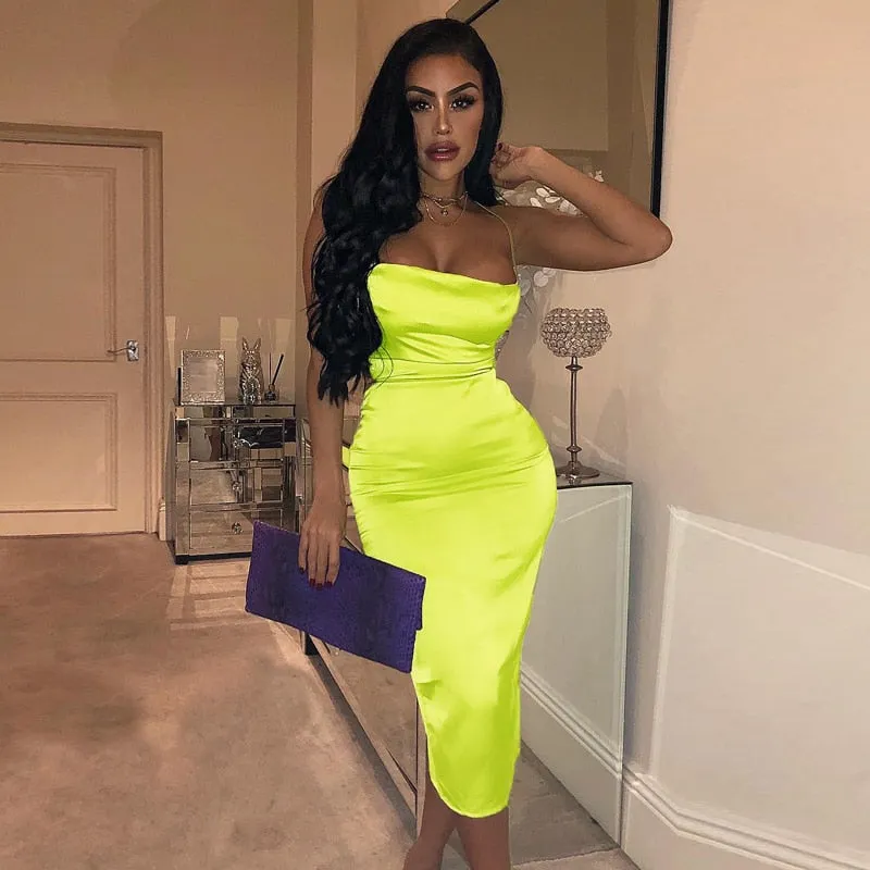 Satin lace up 2020 summer women bodycon