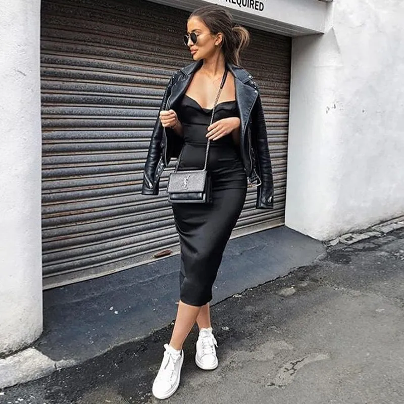 Satin lace up 2020 summer women bodycon