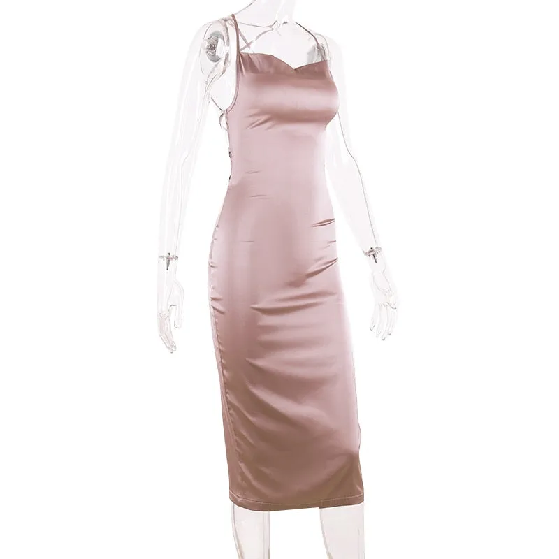 Satin lace up 2020 summer women bodycon