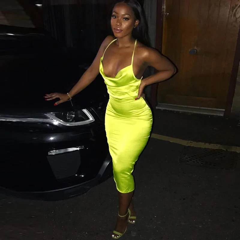 Satin lace up 2020 summer women bodycon