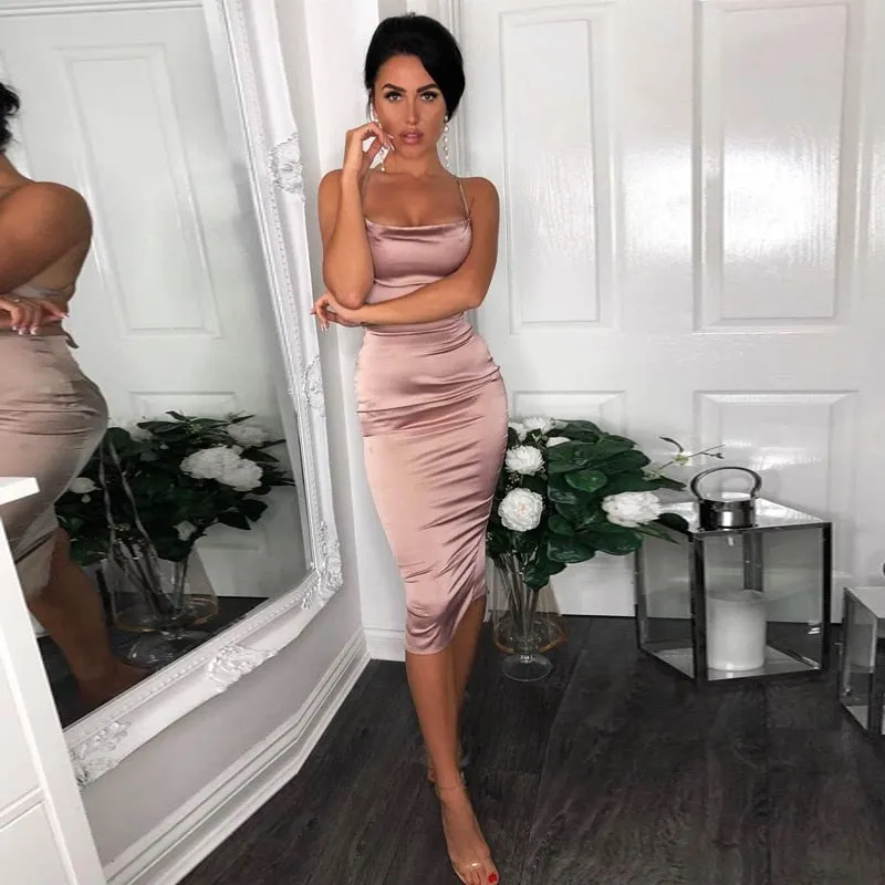 Satin lace up 2020 summer women bodycon
