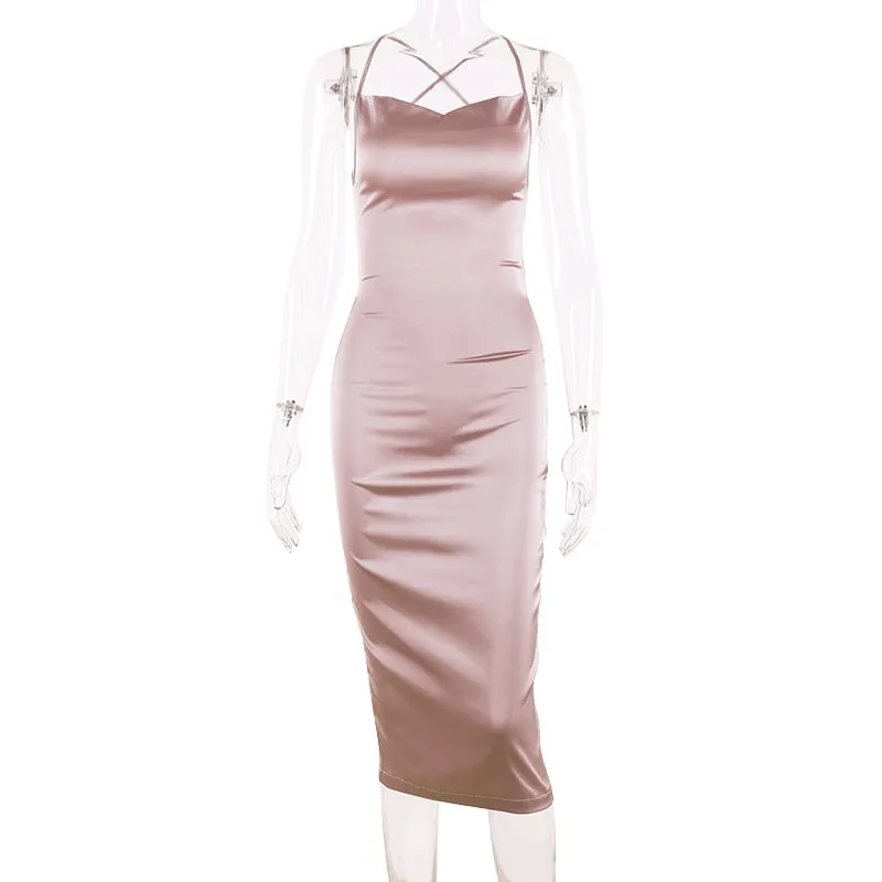 Satin lace up 2020 summer women bodycon