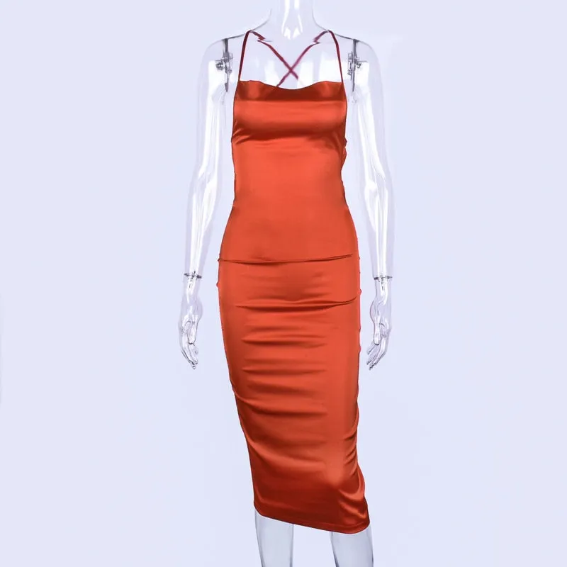 Satin lace up 2020 summer women bodycon