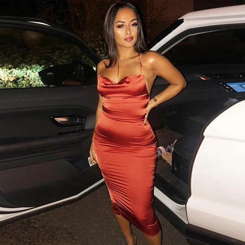 Satin lace up 2020 summer women bodycon