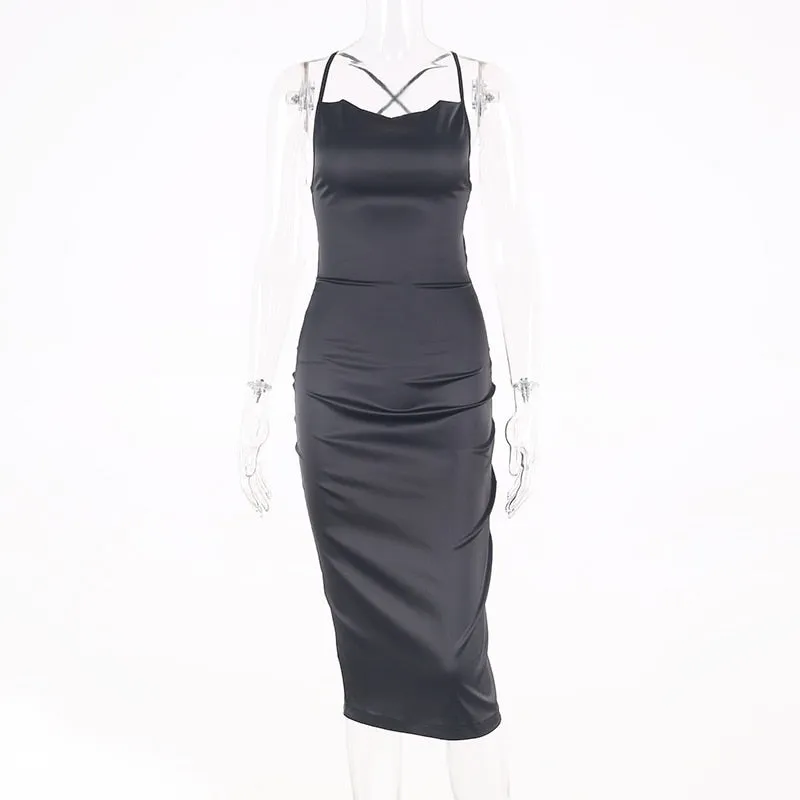 Satin lace up 2020 summer women bodycon