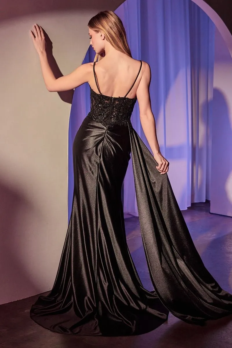 Satin Pleated Fitted Gown (KV1117)