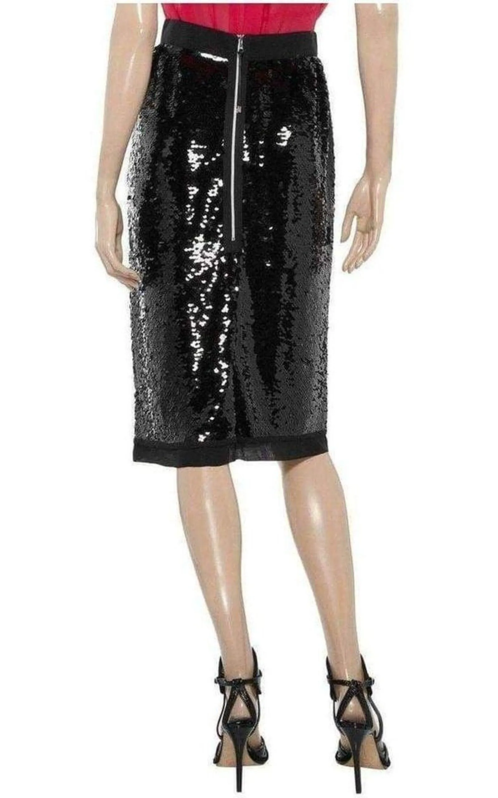 Sequin-Embellished Pencil Skirt