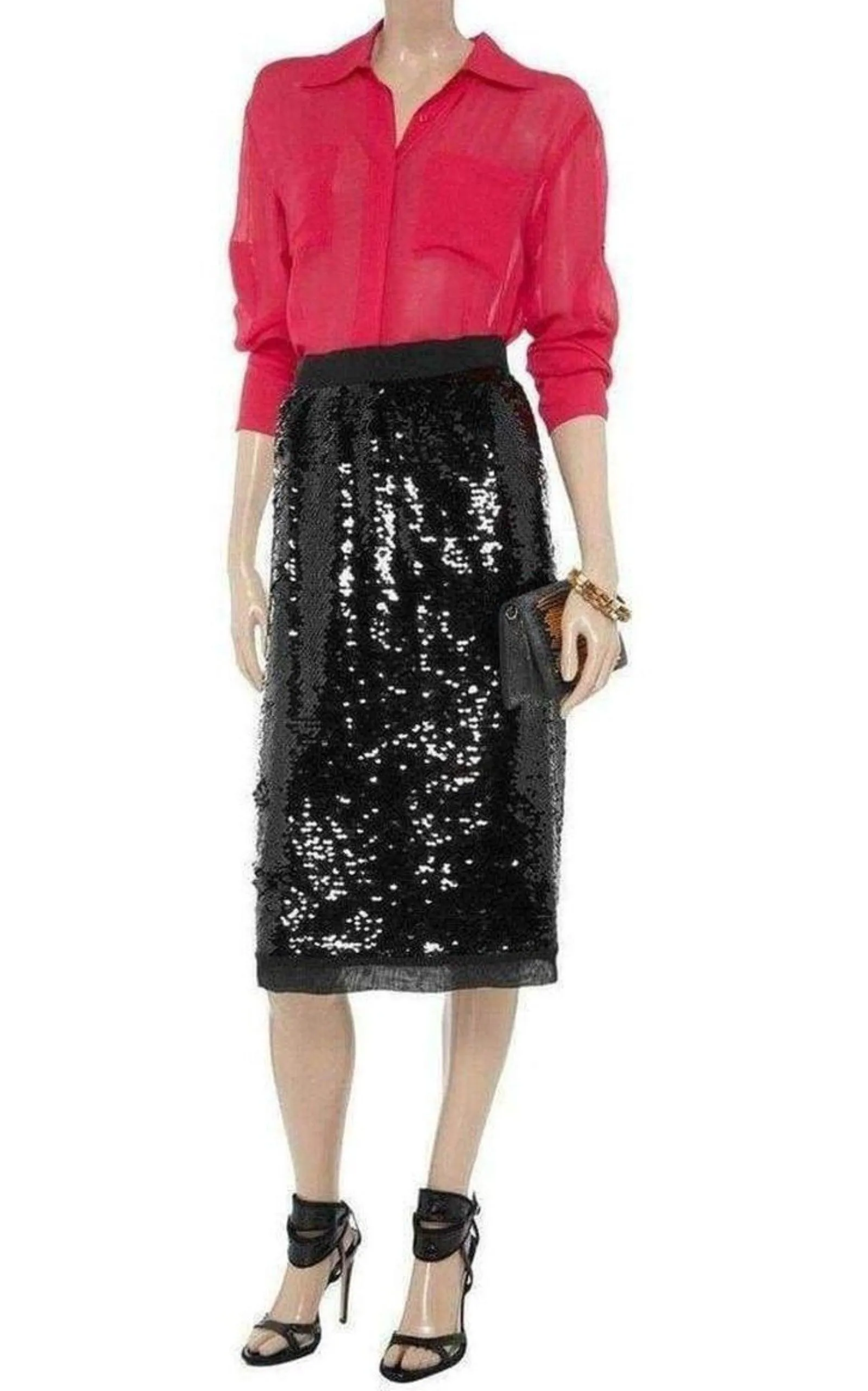 Sequin-Embellished Pencil Skirt