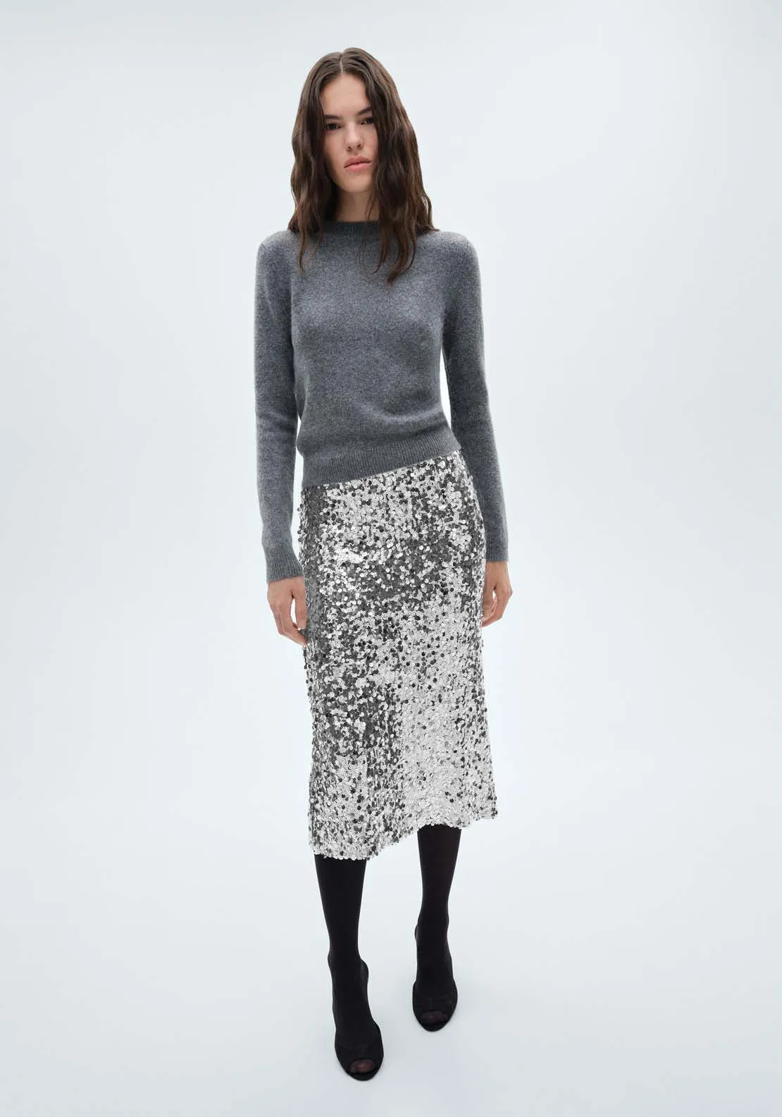 Sequin midi skirt - Grey