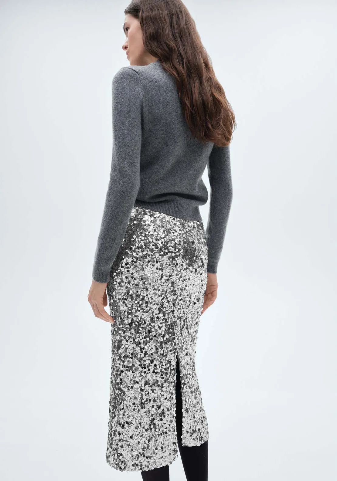 Sequin midi skirt - Grey