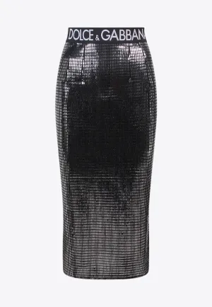 Sequined Jersey Midi Skirt