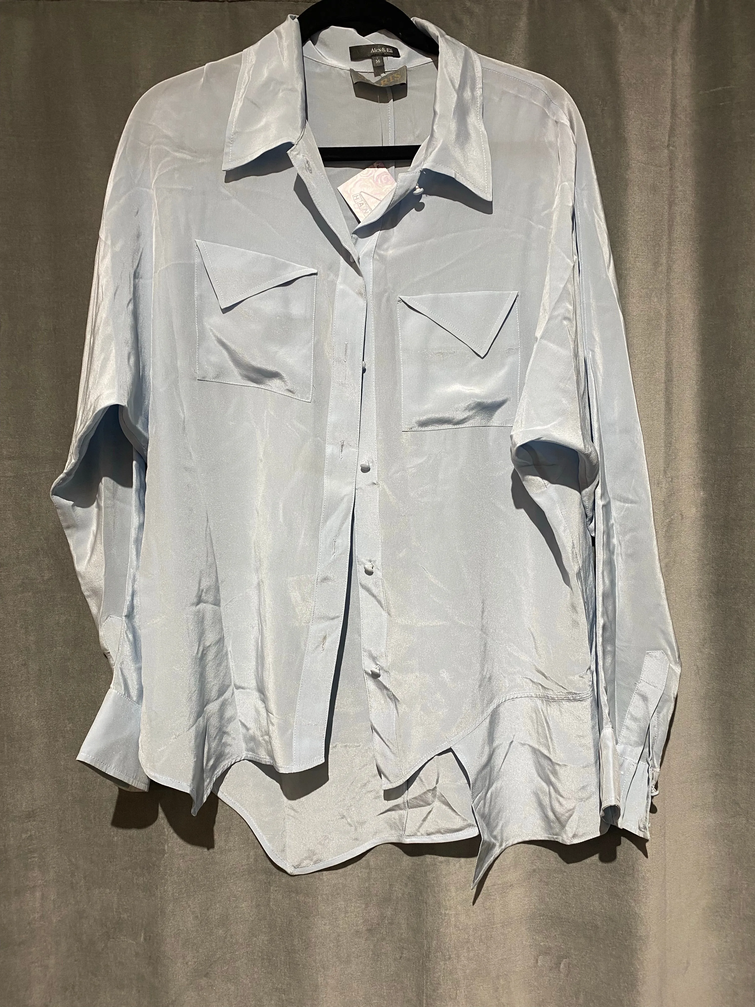 Shari's Place Alex & Eli Light Blue Button Down Blouse